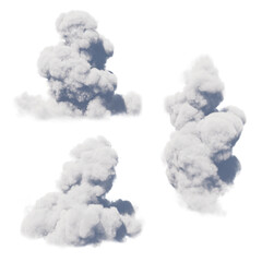 Clouds set isolated on transparent background. White cloudiness, mist or smog background.