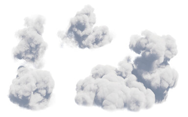 Clouds set isolated on transparent background. White cloudiness, mist or smog background.