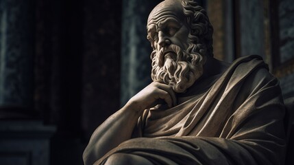 An ancient Greek philosopher reflects on existence. Created with Generative Ai technology. - obrazy, fototapety, plakaty