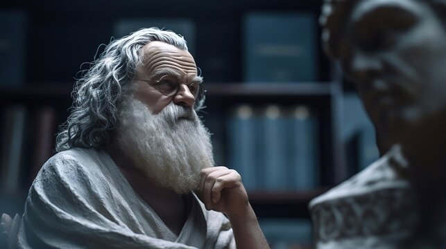 An ancient Greek philosopher reflects on existence. Created with Generative Ai technology.