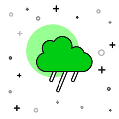 Filled outline Cloud with rain icon isolated on white background. Rain cloud precipitation with rain drops. Vector