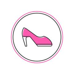 Filled outline Woman shoe with high heel icon isolated on white background. Vector