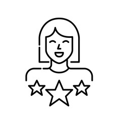 VIP premium member avatar. Woman with stars. Pixel perfect, editable stroke icon