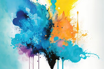 vibrant paint splatter on a blank canvas. Generative AI