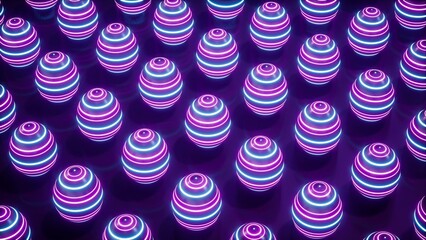 Glowing neon light striped easter eggs 3D Rendering