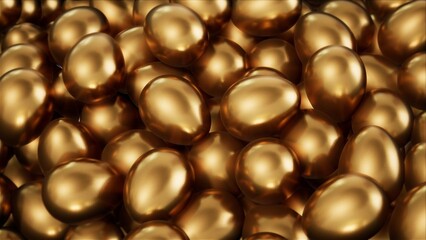 Stack of Golden Eggs 3D Rendering