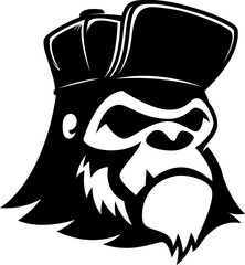 Illustration of monkey in a cap. Design element for t shirt, poster, card, emblem