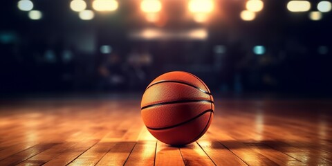 Basketball ball on the court, Generative AI