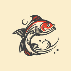 Creative fish logo design with dynamic waves, perfect for branding and business.