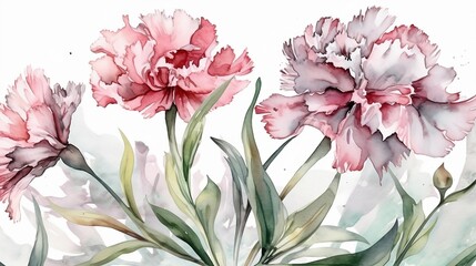 Watercolor flowers background. Generative AI