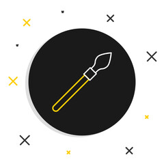 Line Medieval spear icon isolated on white background. Medieval weapon. Colorful outline concept. Vector