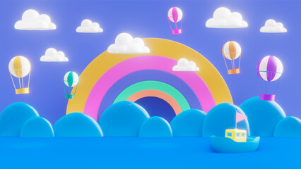 Cartoon 3d render with marine concept
