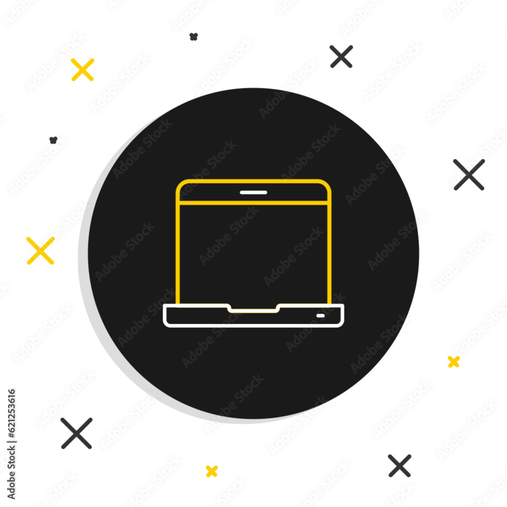 Poster line laptop icon isolated on white background. computer notebook with empty screen sign. colorful ou