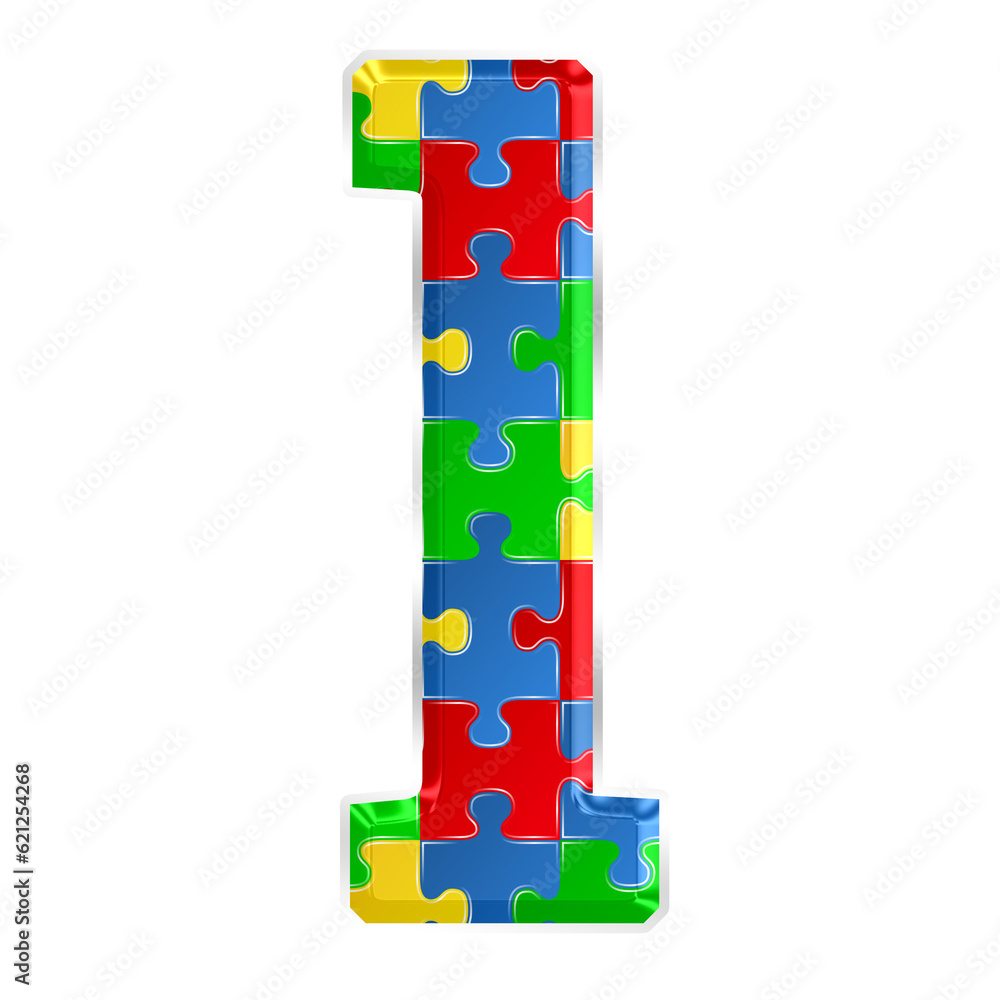 Fototapete colorful puzzle alphabet letter l, isolated on transparent background, lowercase. this is a part of 