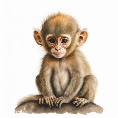 A small monkey sitting on top of a rock created with Generative AI technology