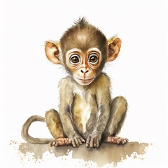 A painting of a monkey sitting on the ground created with Generative AI technology