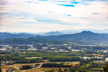 Fototapeta na wymiar 栃木県多気山山頂から見える景色