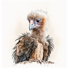 Obraz premium A painting of a bird with feathers on it's head created with Generative AI technology