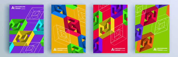 Fototapeta premium Modern abstract covers set, minimal covers design. Colorful geometric background, vector illustration.
