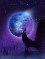 moon with wolf