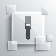Grey Paint brush icon isolated on grey background. Square glass panels. Vector