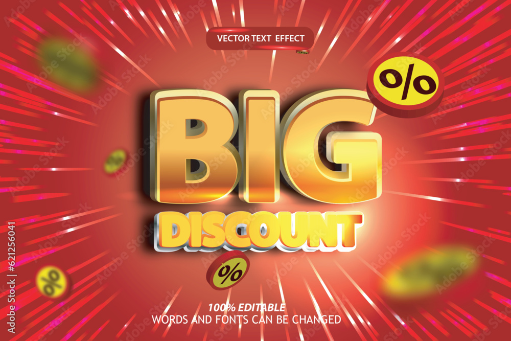 Aufkleber vector text effect 3d big sale promotion 3d text editable with coin and red background