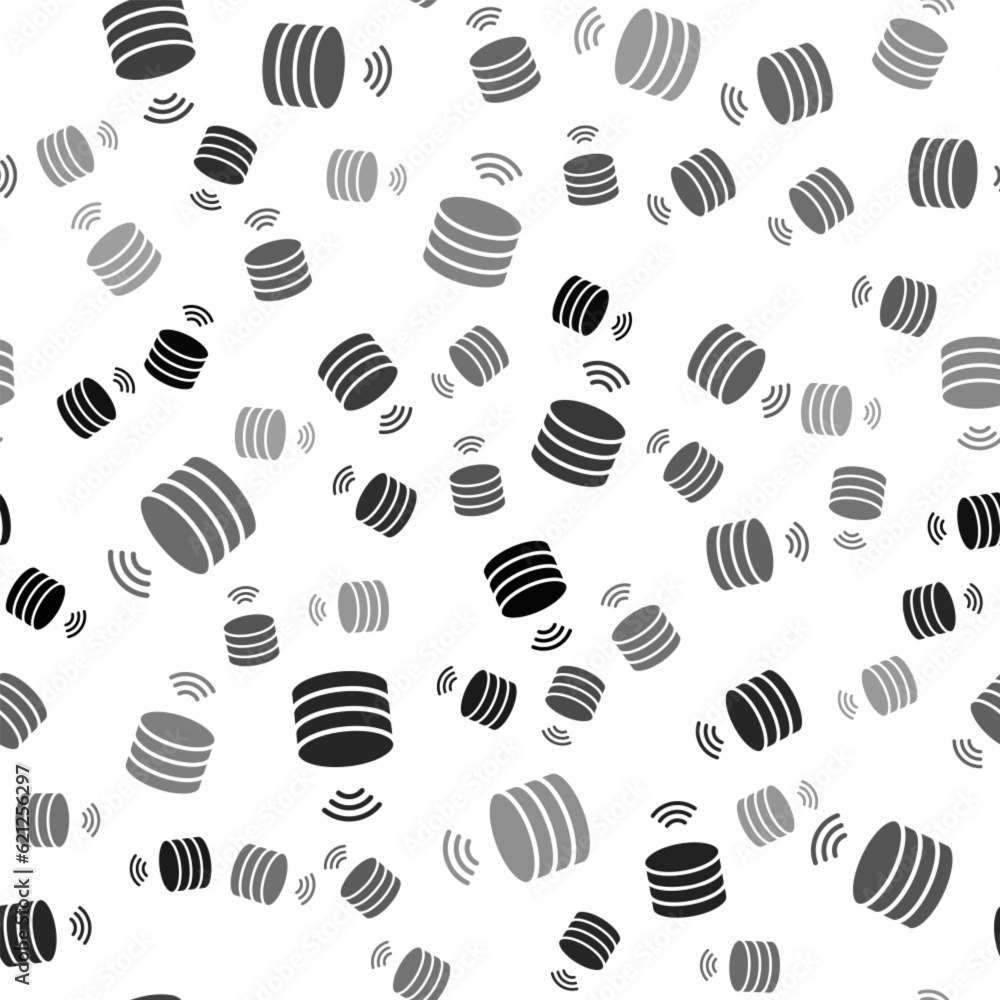 Poster black smart server, data, web hosting icon isolated seamless pattern on white background. internet o