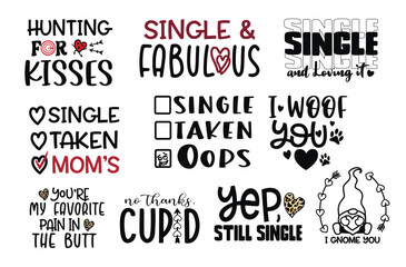 Obraz premium Antivalentine Quotes Set. Valentine Clipart. Vector Illustration.