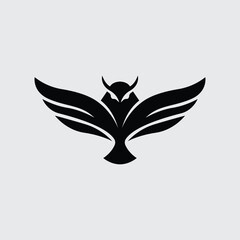 Elegance Owl Flying Wing Shape Logo Design Concept
