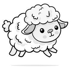 Coloring Page Outline of cartoon sheep or lamb. Farm animals. Coloring book for kids..black outline hand-drawn cartoon sheep on a white background.