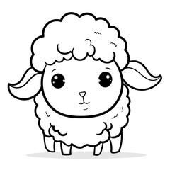 Coloring Page Outline of cartoon sheep or lamb. Farm animals. Coloring book for kids..black outline hand-drawn cartoon sheep on a white background.