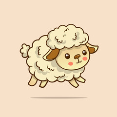 Cute Sheep and Ram isolated retro illustration. Standing Sheeps silhouette on white. Farm fanny milk young animals