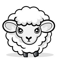 Coloring Page Outline of cartoon sheep or lamb. Farm animals. Coloring book for kids..black outline hand-drawn cartoon sheep on a white background.