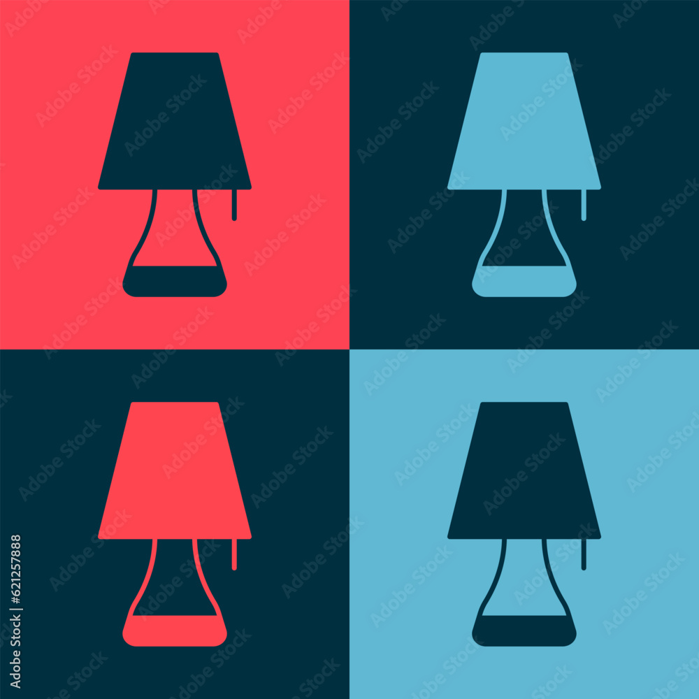 Poster pop art table lamp icon isolated on color background. vector