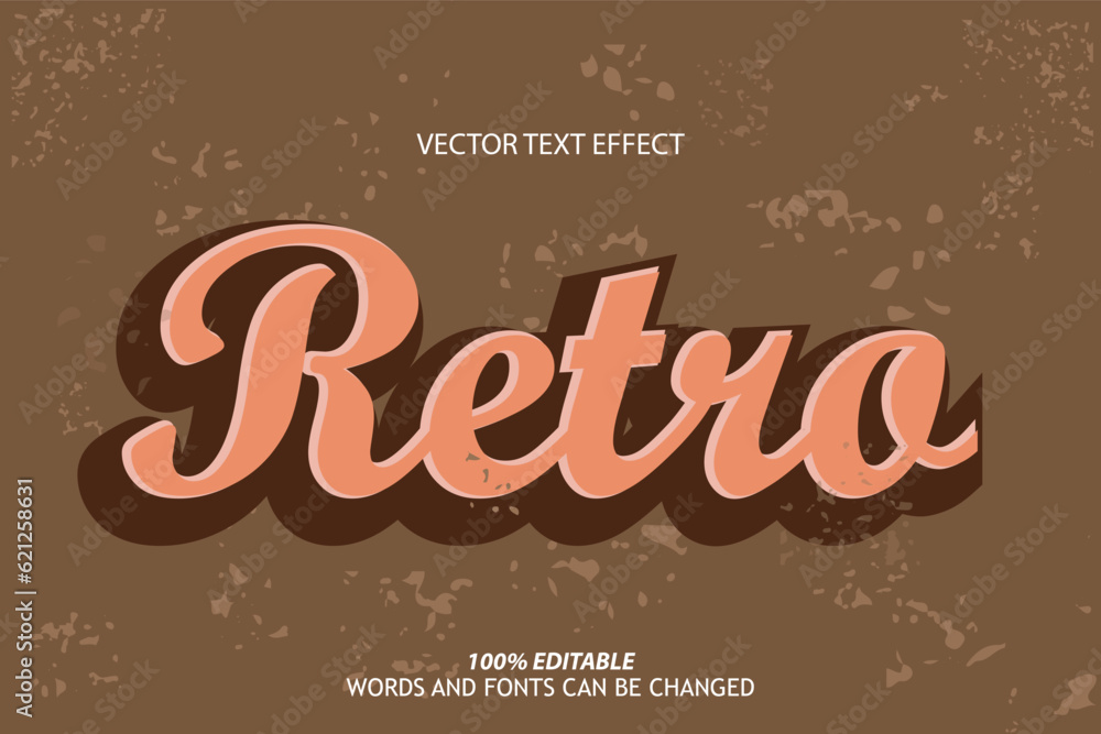 Poster vintage vector text effect template retro design with patterned wall background
