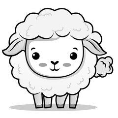 Coloring Page Outline of cartoon sheep or lamb. Farm animals. Coloring book for kids..black outline hand-drawn cartoon sheep on a white background.
