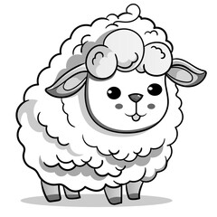 Coloring Page Outline of cartoon sheep or lamb. Farm animals. Coloring book for kids..black outline hand-drawn cartoon sheep on a white background.