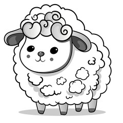 Coloring Page Outline of cartoon sheep or lamb. Farm animals. Coloring book for kids..black outline hand-drawn cartoon sheep on a white background.