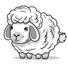 Coloring Page Outline of cartoon sheep or lamb. Farm animals. Coloring book for kids..black outline hand-drawn cartoon sheep on a white background.