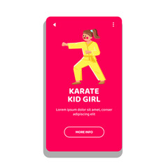 martial karate kid girl vector. arts character, attack kimono, taekwondo activity martial karate kid girl web flat cartoon illustration