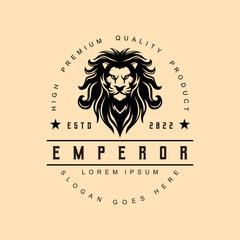 Lion Vector Logo Design in vintage style Logo Template