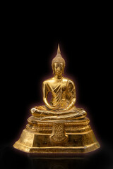 Budha golden you from nature stone ancient ancient times cliping part