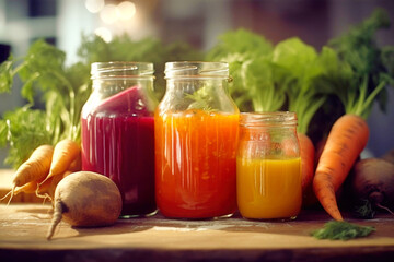 Juicing Delights: Colorful Assortment of Fruits and Vegetables for Healthy Drinks