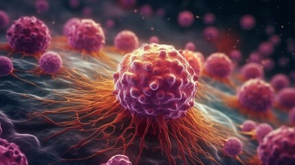 Cancer cell inside the body, Generative AI