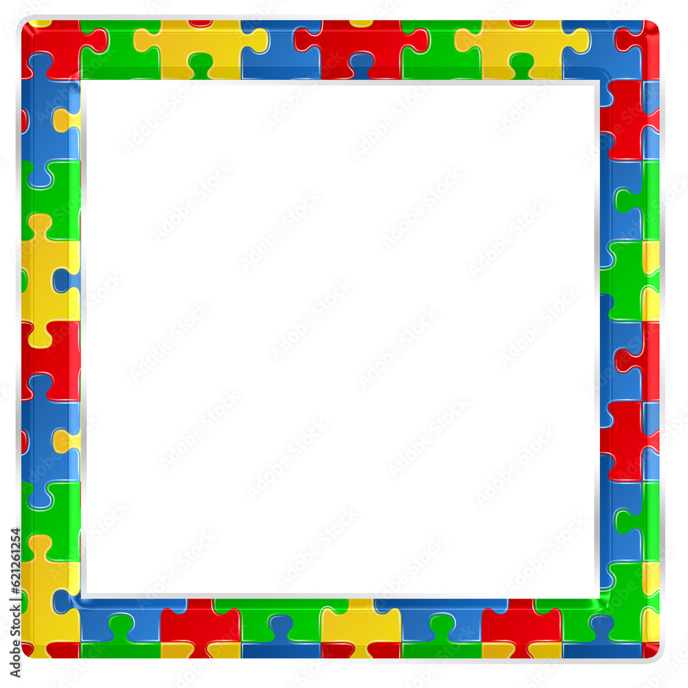 Fototapete colorful puzzle square rectangle frame isolated on transparent background. this is a part of a set w