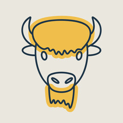 Bison buffalo ox icon. Animal head vector