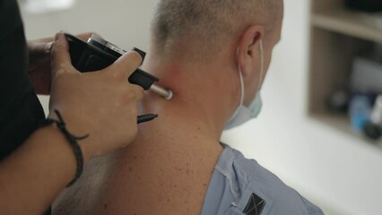 Man having chiropractic back adjustment close up. Osteopathy, Alternative medicine, pain relief concept - Powered by Adobe