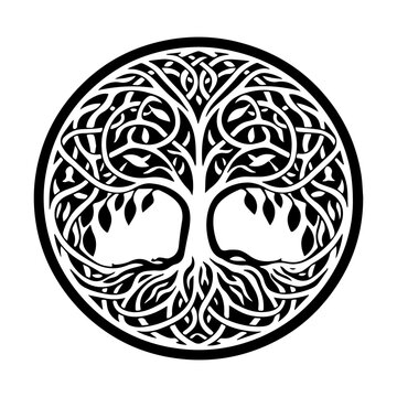 recommend clip art: Yggdrasil tree, vector isolated on white background, tree of life, tree vector, ancient mystical tree, vector illustration.