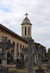 Fototapeta na wymiar Brompton cemetery in London UK. Picturesque old cemetery in summer day. 