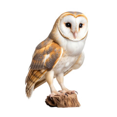 Big barn owl looking isolated on white